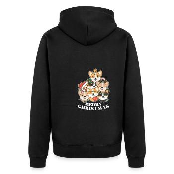 Joyeux Noël Corgi Chiens de la veille de Noël - Veste à capuche bio Premium Unisexe - noir - Dos - Nico (187cm)