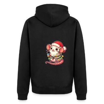 Père Noël chapeau Noël guirlandes lumineuses rat - Veste à capuche bio Premium Unisexe - noir - Dos - Nico (187cm)