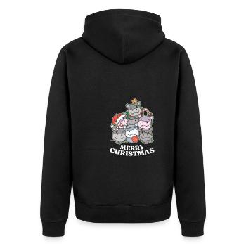 Joyeux Noël Hippopotame Hippopotame de la veille de Noël - Veste à capuche bio Premium Unisexe - noir - Dos - Nico (187cm)