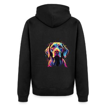 Wasserfarben Farbenfroher Pointer - Unisex Premium Bio Zip Hoodie - Schwarz - Hinten - Nico (187cm)