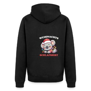 Weihnachts Schlafshirt Weihnachten Koala - Unisex Premium Bio Zip Hoodie - Schwarz - Hinten - Nico (187cm)