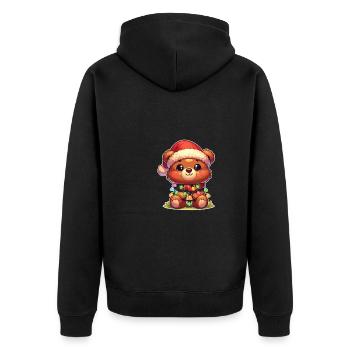 Père Noël chapeau Noël guirlandes lumineuses ours - Veste à capuche bio Premium Unisexe - noir - Dos - Nico (187cm)