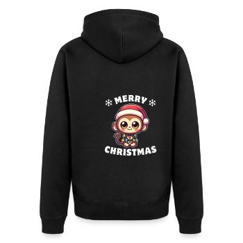 Père Noël chapeau Noël fée lumières singe - Veste à capuche bio Premium Unisexe - noir - Dos - Nico (187cm)