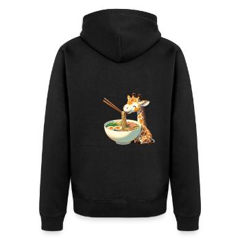 girafe mignonne mange des nouilles ramen ramen ramen - Veste à capuche bio Premium Unisexe - noir - Dos - Nico (187cm)