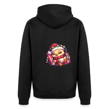 Père Noël chapeau Noël guirlandes lumineuses canard - Veste à capuche bio Premium Unisexe - noir - Dos - Nico (187cm)