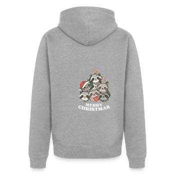 Frohe Weihnachten Waschbär Heiligabend Waschbären - Unisex Premium Bio Zip Hoodie - Grau meliert - Hinten - Nico (187cm)