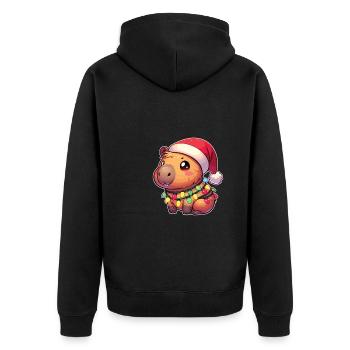 Père Noël chapeau Noël guirlandes lumineuses Capybara - Veste à capuche bio Premium Unisexe - noir - Dos - Nico (187cm)