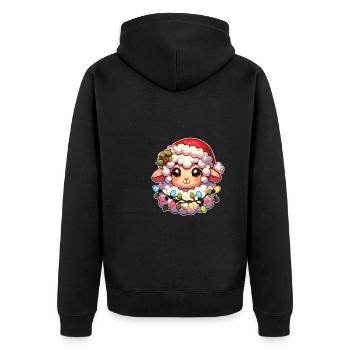 Père Noël chapeau Noël guirlandes lumineuses mouton - Veste à capuche bio Premium Unisexe - noir - Dos - Nico (187cm)