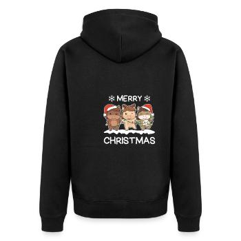 Frohe Weihnachten Pferd Heiligabend Pferde - Unisex Premium Bio Zip Hoodie - Schwarz - Hinten - Nico (187cm)
