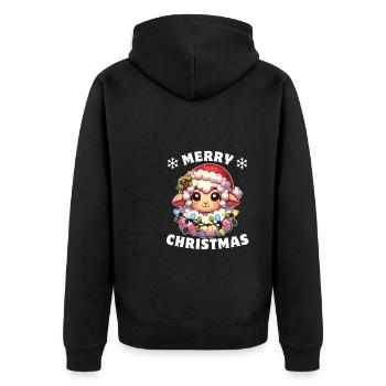 Père Noël chapeau Noël guirlandes lumineuses mouton - Veste à capuche bio Premium Unisexe - noir - Dos - Nico (187cm)