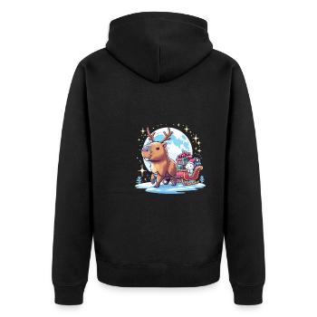 Capybara Weihnachtsschlitten Geschenke Weihnachten - Unisex Premium Bio Zip Hoodie - Schwarz - Hinten - Nico (187cm)