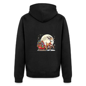 Reindeer Christmas Sleigh Gifts Christmas - Unisex Premium Organic Zip Hoodie - black - Back - Nico (187cm)
