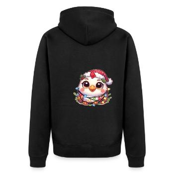Père Noël chapeau Noël guirlandes lumineuses poulet - Veste à capuche bio Premium Unisexe - noir - Dos - Nico (187cm)