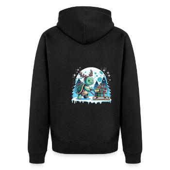 Turtle Christmas Sleigh Gifts - Unisex Premium Organic Zip Hoodie - black - Back - Nico (187cm)