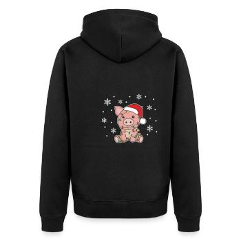Cochon Noël Hiver Animaux Cochons - Veste à capuche bio Premium Unisexe - noir - Dos - Nico (187cm)