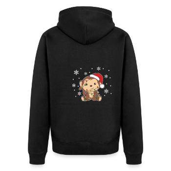 Monkey Christmas Winter Animals Monkey - Unisex Premium Organic Zip Hoodie - black - Back - Nico (187cm)