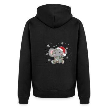 Elefant Weihnachten Winter Tiere Elefanten - Unisex Premium Bio Zip Hoodie - Schwarz - Hinten - Nico (187cm)