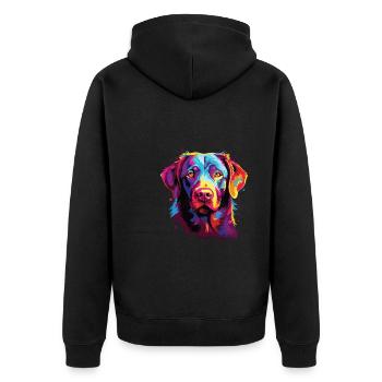 Wasserfarben Farbenfroher Chesapeake Bay Retriever - Unisex Premium Bio Zip Hoodie - Schwarz - Hinten - Nico (187cm)