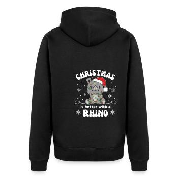 Christmas is better with a rhino - Unisex Premium Organic Zip Hoodie - black - Back - Nico (187cm)