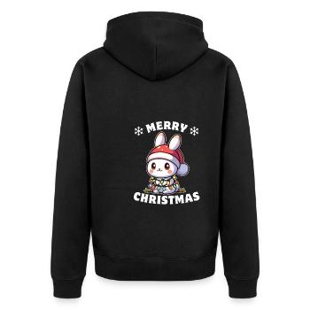 Père Noël chapeau Noël guirlande lumières lapin - Veste à capuche bio Premium Unisexe - noir - Dos - Nico (187cm)
