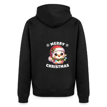 Weihnachtsmütze Weihnachten Lichterkette Huhn - Unisex Premium Bio Zip Hoodie - Schwarz - Hinten - Nico (187cm)