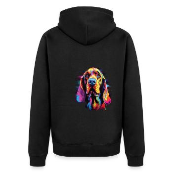 Aquarelle coloré Bloodhound - Veste à capuche bio Premium Unisexe - noir - Dos - Nico (187cm)