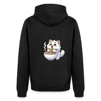 süße Katze isst Ramen Nudeln Katzen Ramen - Unisex Premium Bio Zip Hoodie - Schwarz - Hinten - Nico (187cm)
