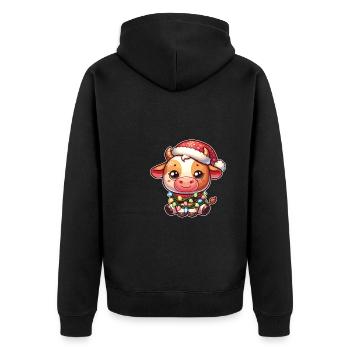 Père Noël chapeau Noël guirlandes lumineuses vache - Veste à capuche bio Premium Unisexe - noir - Dos - Nico (187cm)