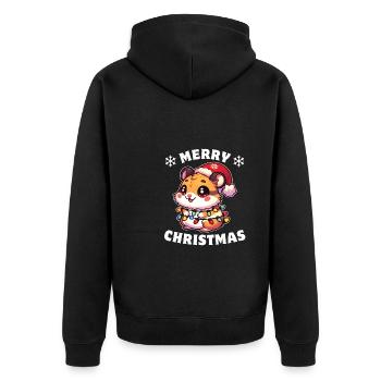 Christmas Hat Christmas Fairy Lights Hamster - Unisex Premium Organic Zip Hoodie - black - Back - Nico (187cm)