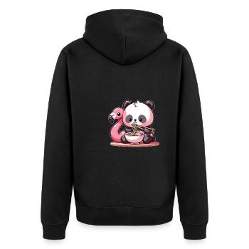 panda mignon mange des nouilles ramen pandas ramen - Veste à capuche bio Premium Unisexe - noir - Dos - Nico (187cm)