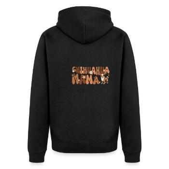 Chihuahua Groovy Chihuahua Mama - Unisex Premium Bio Zip Hoodie - Schwarz - Hinten - Nico (187cm)