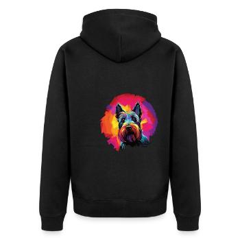 Wasserfarben Farbenfroher Scottish Terrier - Unisex Premium Bio Zip Hoodie - Schwarz - Hinten - Nico (187cm)