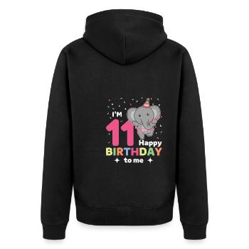 Eléphant pour les 11 ans pour les enfants de onze ans - Veste à capuche bio Premium Unisexe - noir - Dos - Nico (187cm)