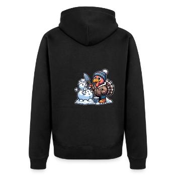 Une petite dinde construit un bonhomme de neige pour Thanksgiving - Veste à capuche bio Premium Unisexe - noir - Dos - Nico (187cm)