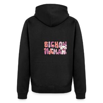 Bichon frisé Groovy Bichon Mama - Veste à capuche bio Premium Unisexe - noir - Dos - Nico (187cm)