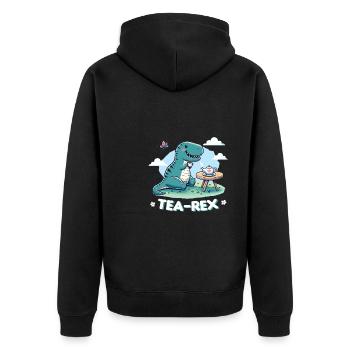Kawaii Tea Rex T-Trex Tee Wortspiel - Unisex Premium Bio Zip Hoodie - Schwarz - Hinten - Nico (187cm)