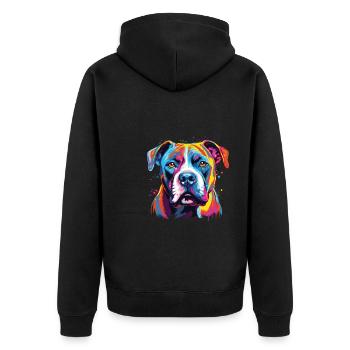 Aquarelle Coloré Bouledogue Américain - Veste à capuche bio Premium Unisexe - noir - Dos - Nico (187cm)