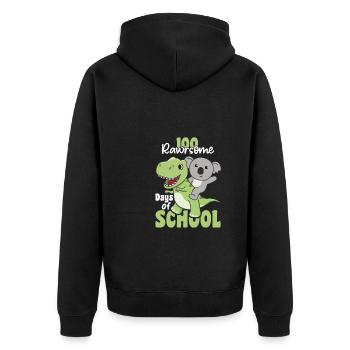 100 rawrsome days of school Koala Trex 100 Days - Unisex Premium Organic Zip Hoodie - black - Back - Nico (187cm)
