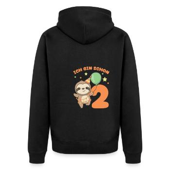 Ich bin schon 2 Faultiere Geburtstags Kinder - Unisex Premium Bio Zip Hoodie - Schwarz - Hinten - Nico (187cm)