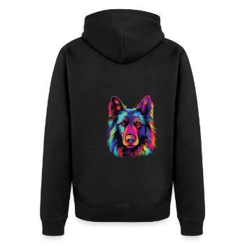 Watercolors Colorful Belgian Tervuren - Unisex Premium Organic Zip Hoodie - black - Back - Nico (187cm)