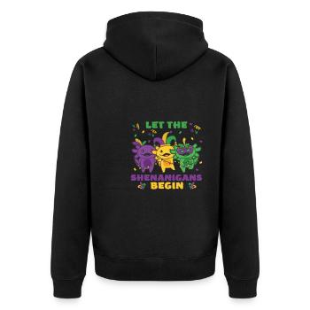Mardi Gras Axolotl Faschings Kostüm - Unisex Premium Bio Zip Hoodie - Schwarz - Hinten - Nico (187cm)