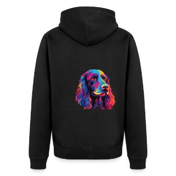 Watercolor Colorful American Water Spaniel - Unisex Premium Organic Zip Hoodie - black - Back - Nico (187cm)