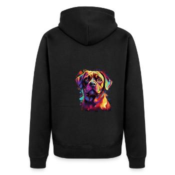 Watercolor Colorful Puggle - Unisex Premium Organic Zip Hoodie - black - Back - Nico (187cm)