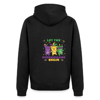 Mardi Gras Bär Faschings Kostüm - Unisex Premium Bio Zip Hoodie - Schwarz - Hinten - Nico (187cm)