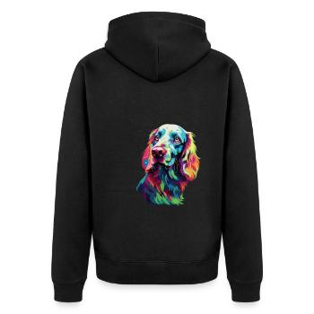 Aquarelle colorée Setter anglais - Veste à capuche bio Premium Unisexe - noir - Dos - Nico (187cm)