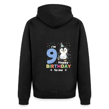 Pingouin pour les enfants de 9 ans - Veste à capuche bio Premium Unisexe - noir - Dos - Nico (187cm)