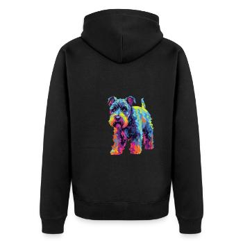 Wasserfarben Farbenfroher Kerry Blue Terrier - Unisex Premium Bio Zip Hoodie - Schwarz - Hinten - Nico (187cm)