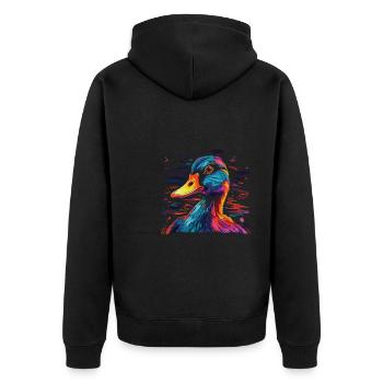 Watercolor Colorful Duck Colorful Animals - Unisex Premium Organic Zip Hoodie - black - Back - Nico (187cm)