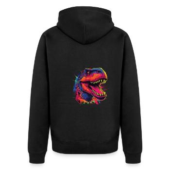 Watercolor Colorful T-rex Colorful Animals - Unisex Premium Organic Zip Hoodie - black - Back - Nico (187cm)