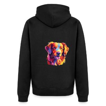Watercolor Colorful Nova Scotia Duck Tolling - Unisex Premium Organic Zip Hoodie - black - Back - Nico (187cm)